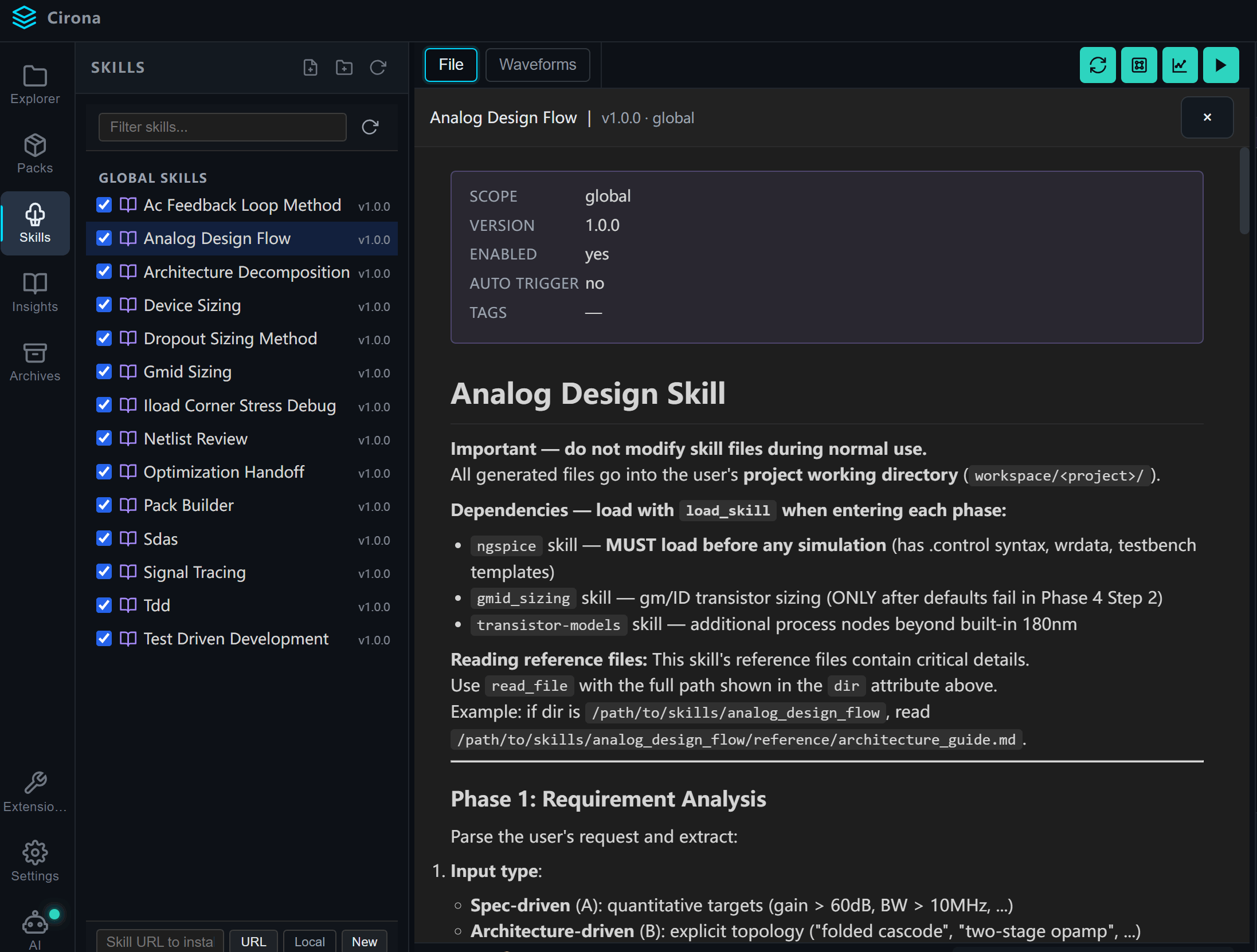 Skill plugin panel
