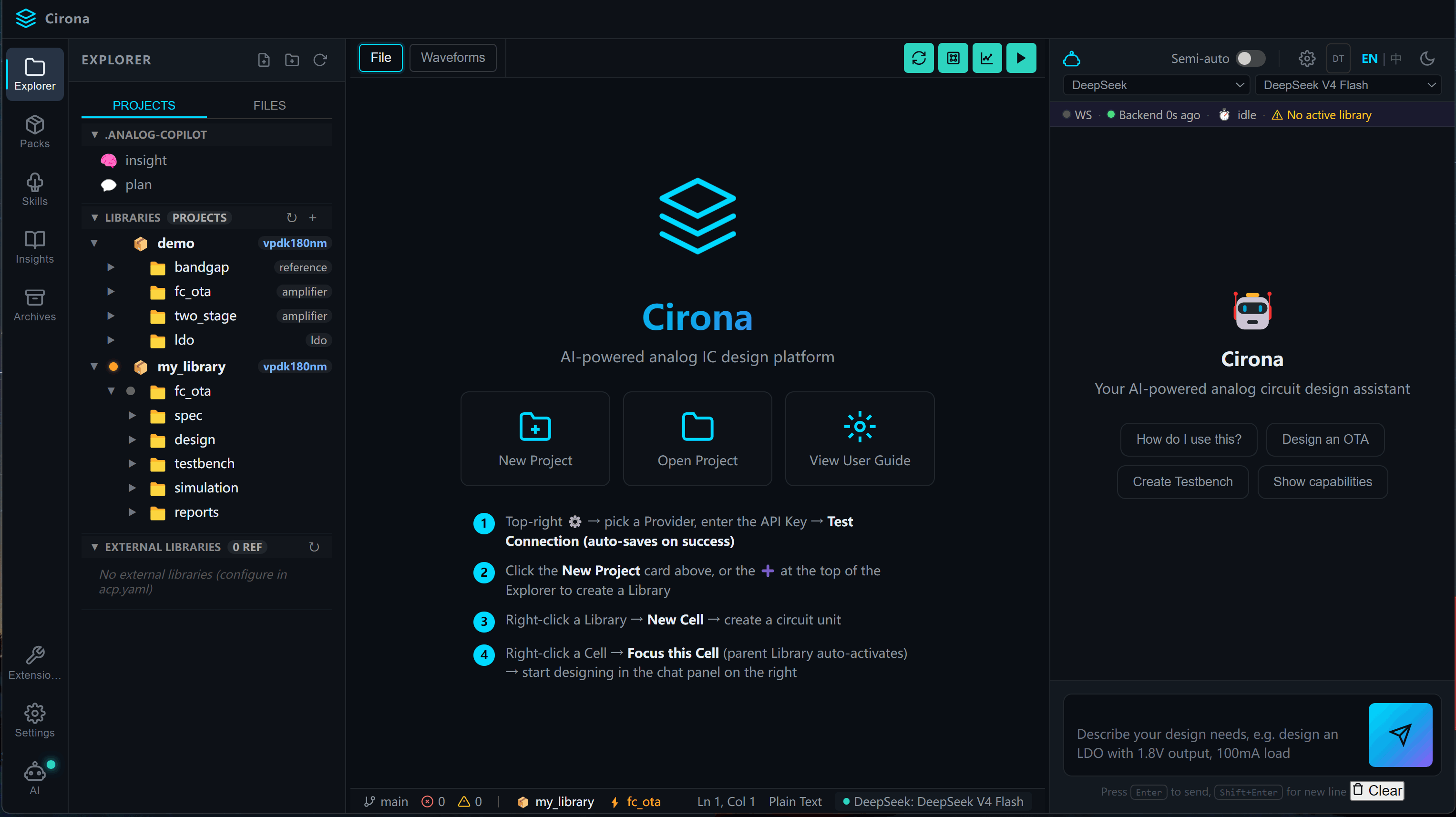 Cirona welcome screen